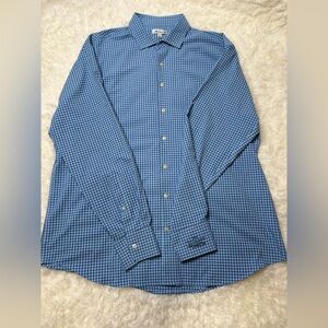 Peter Millar Summer Comfort Grid Plaid Button Down Shirt in blue